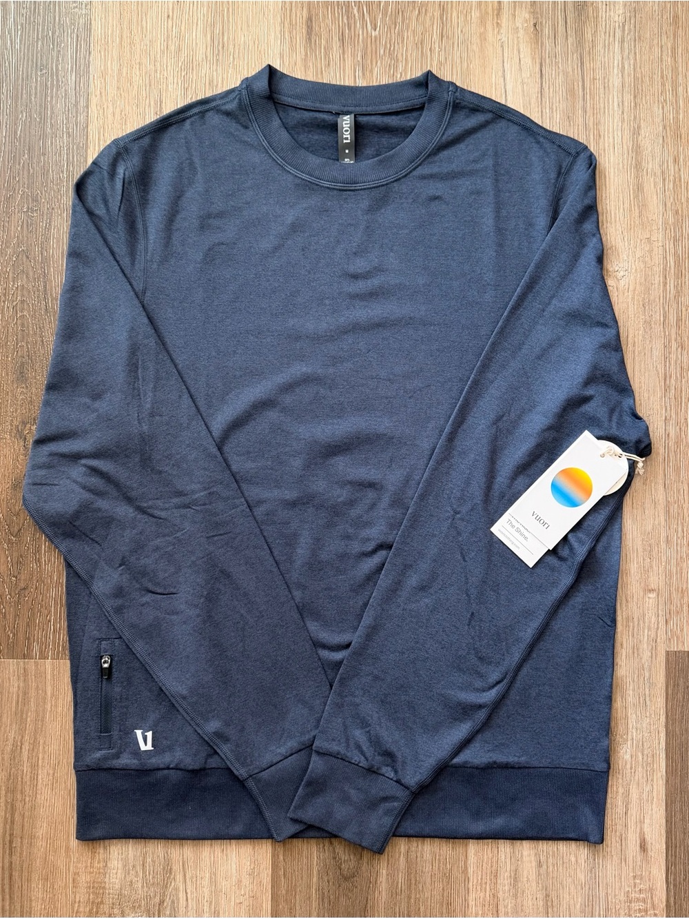 Vuori Ponto Performance Crew Neck Azure Heather Sz Medium V224 Athletic NWT